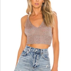 Superdown Leisha Knit Crop Top in Rose Gold